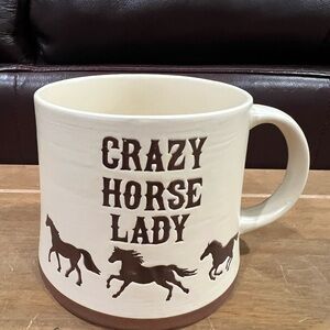 “Crazy Horse Lady” coffee mug. New and unused. Holds 16oz.